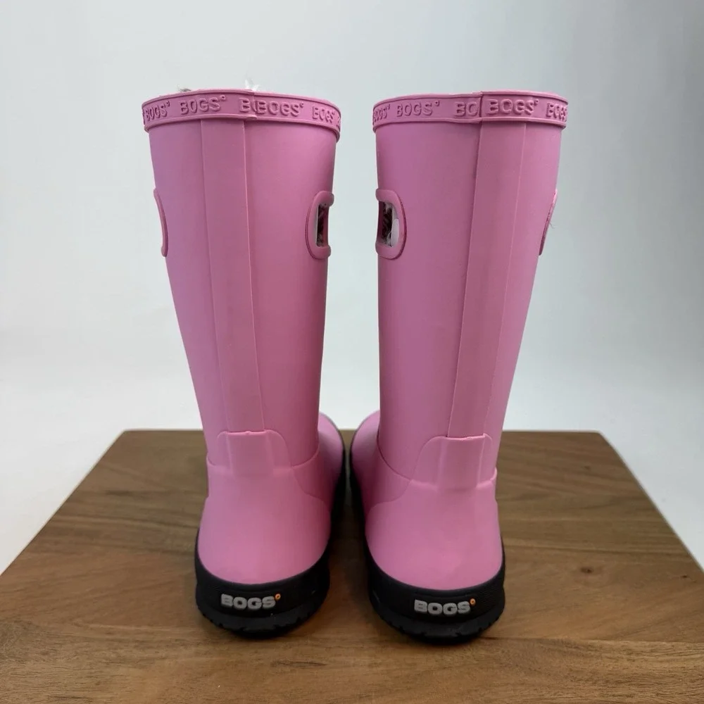 New NIB‎ Big Kids Childrens Bogs Rainboot Plush Pink Waterproof Boots Size 3 Y